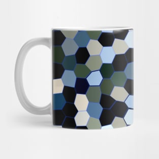 Friendly Black, White, Grey and Blue Mosaic Mug